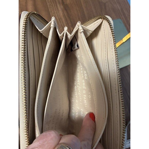 Kate Spade Zip around Wallet Patent Leather Purple Cream Zebra Stripes - Picture 11 of 15